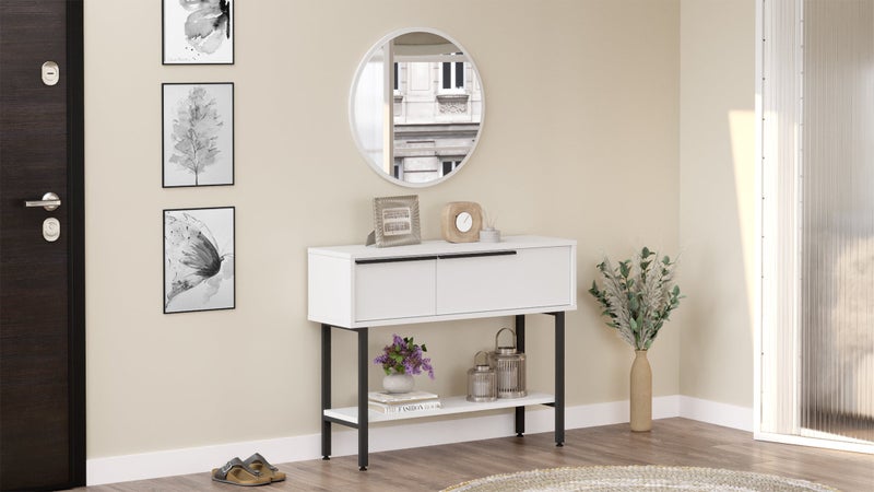 Home Canvas طاولة كونسول حافة القمر المنزلية، بيضاء - Image 3
